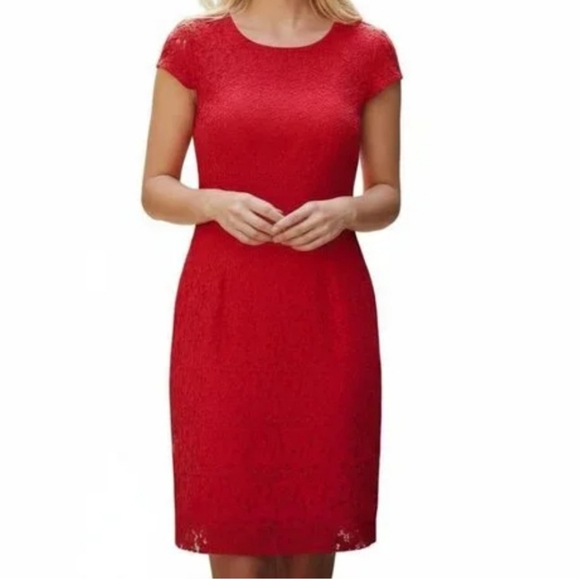 Tommy Hilfiger Red Lace Dress. Holiday Perfect. Lace. - Picture 12 of 12